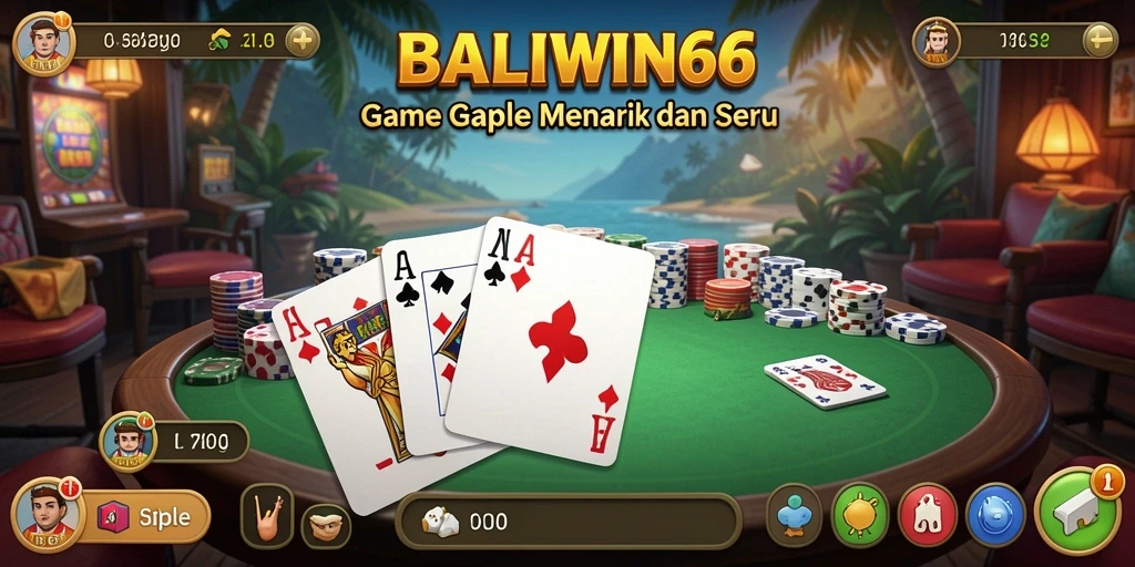 Tampilan seru gameplay Gaple dalam BALIWIN66.