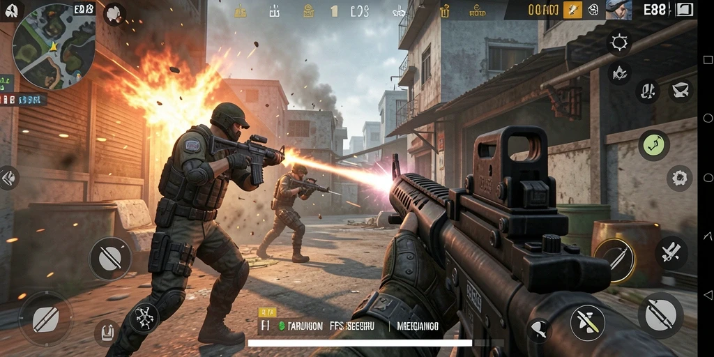 Tampilan gameplay E88 menunjukkan aksi tembak-menembak yang mendebarkan.