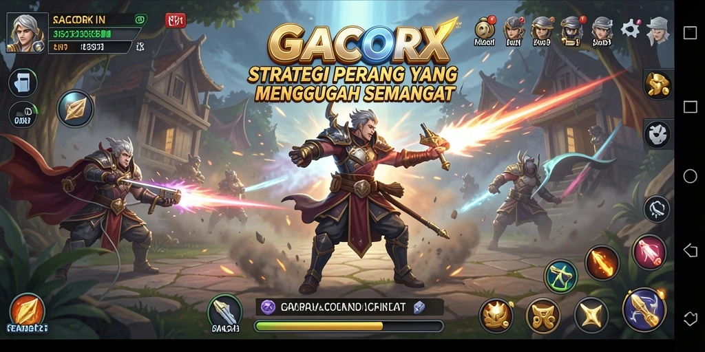 Screenshot GACORX yang menampilkan pertempuran strategi yang seru.