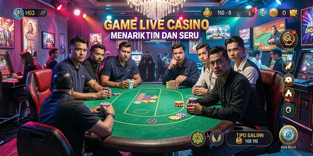 Screenshot utama H03 menunjukkan gameplay Live Casino yang menegangkan.