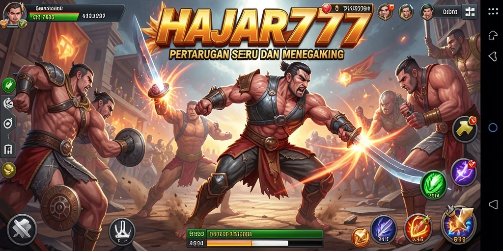 Tampilan seru saat karakter bertarung di arena.