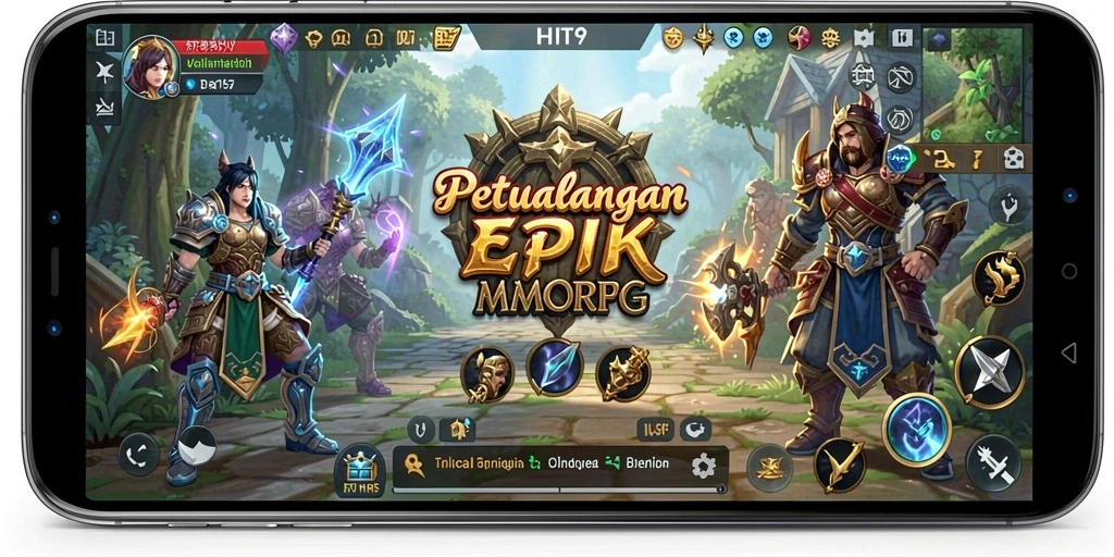 Tampilan seru dari gameplay HIT9 saat bertarung melawan monster epik.