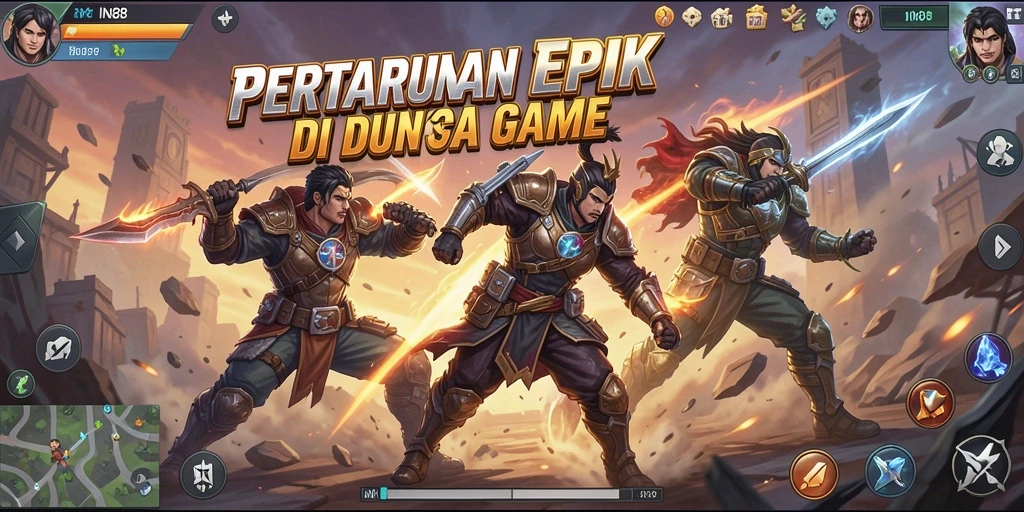 Tangkapan layar menunjukkan aksi pertarungan sengit dalam IN88.