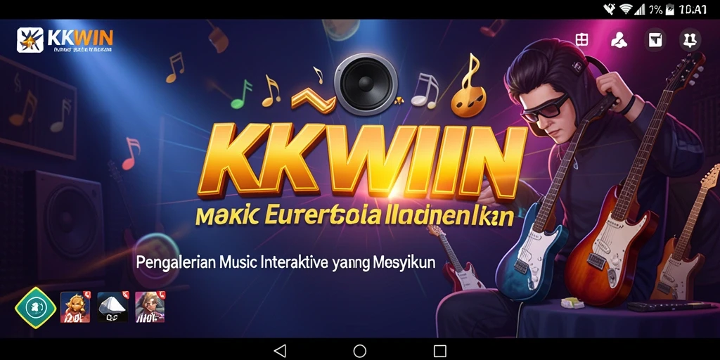 Screenshot utama KKWIN menampilkan gameplay musik yang seru.