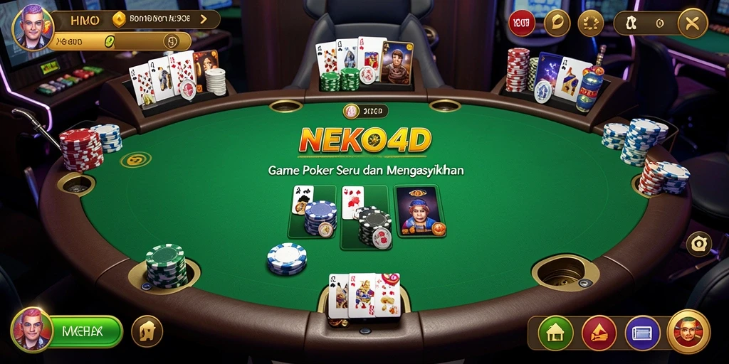 Tampilan utama gameplay Poker yang mendebarkan di NEKO4D.