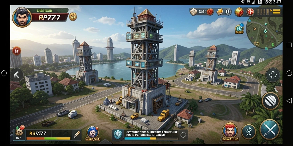 Tangkapan layar gameplay menampilkan aksi seru Tower Defense RP777.