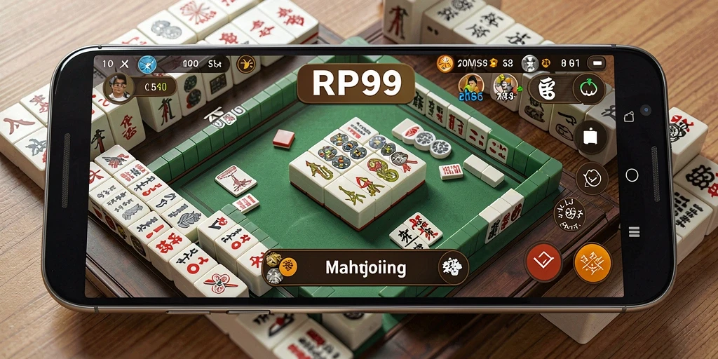 Screenshot utama RP99 menampilkan gameplay Mahjong yang menarik.