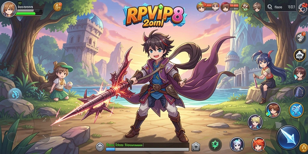 Tampilan gameplay menarik dari RPVIP8 yang menonjolkan karakter Anime.