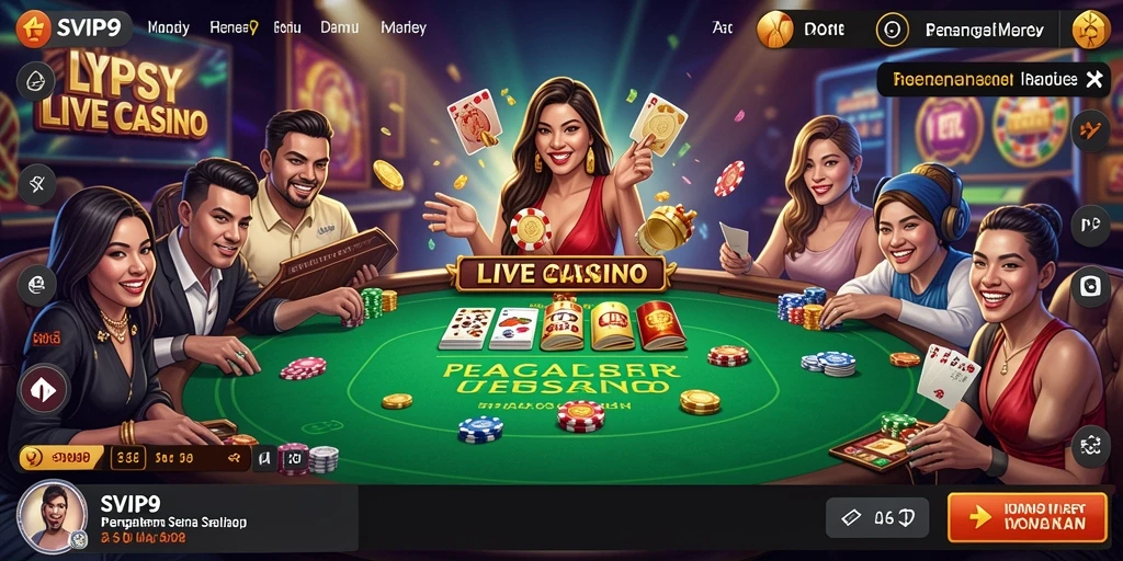 Tampilan menarik dari gameplay Live Casino SVIP9 yang memukau.