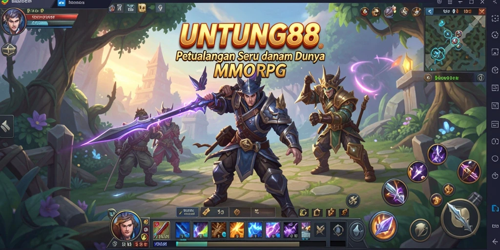 Screenshot gameplay UNTUNG88 yang menunjukkan pertarungan seru di dunia MMORPG.