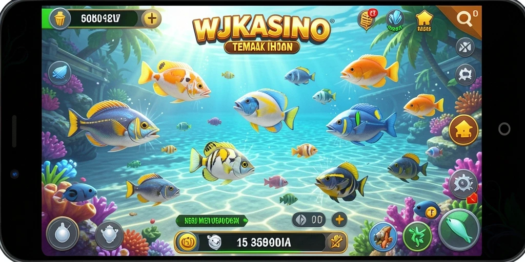 Tampilan gameplay seru WJKASINO saat menembak ikan.